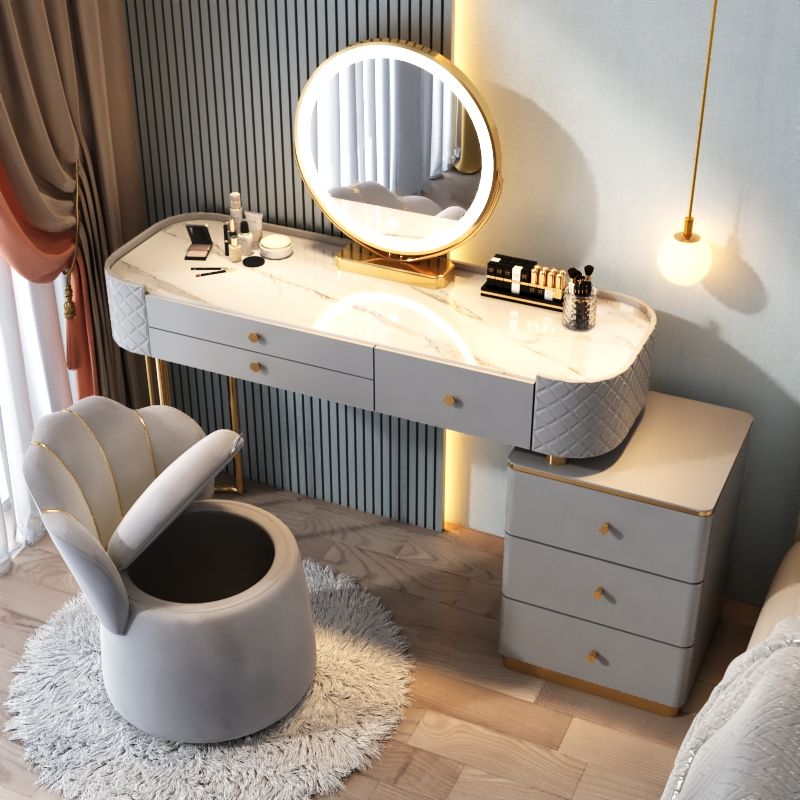 Glam Glass Makeup Vanity Desk Bedroom Vanity Dressing Table with Drawer