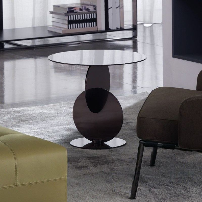 Medieval Modern Style Pedestal Base Design Circular Metal Side Table