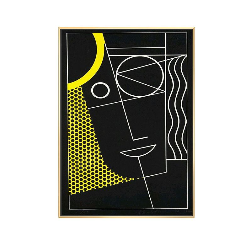 Black Abstract Wall Decor Illustration Scandinavian Style Textured Canvas for Playroom