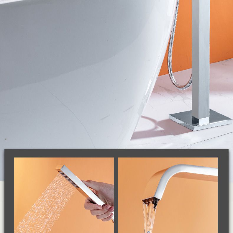Floor Mounted Tub Spout 1 Handle Freestanding Bathtub Faucet with Handshower