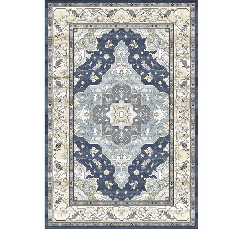 Mid-Century Medallion Print Area Carpet Polyester Carpet Non-Slip Backing Area Rug for Living Room