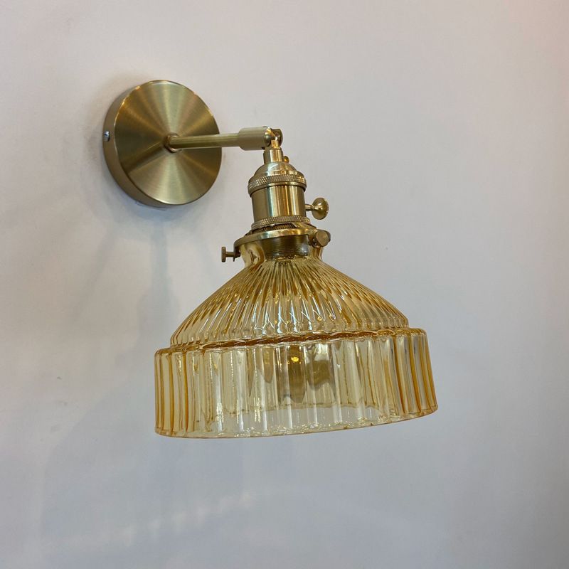 Single Golden Modern Wall Mounted Sconce Glass Shaded Wall Light for Living Room