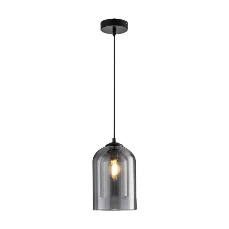 Double Glass Bell Pendant Light in Modern Luxury Style Wrought Iron Hanging Lamp for Interior Spaces