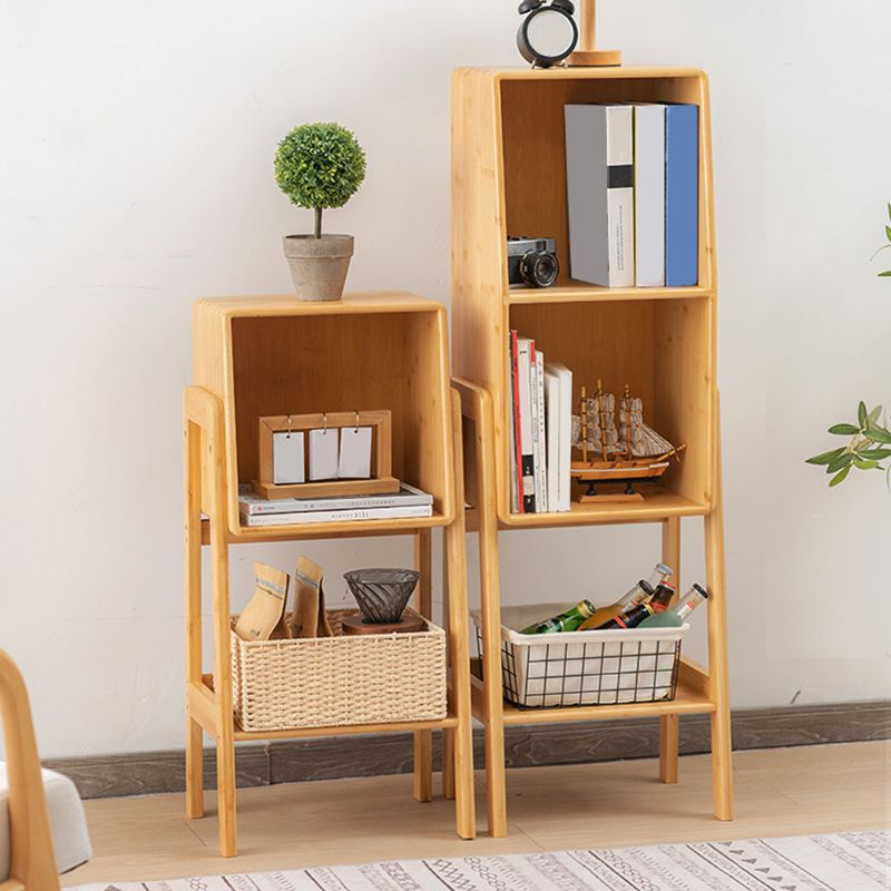 Closed Back Bamboo Bookshelf Contemporary Vertical Bookcase with Shelves