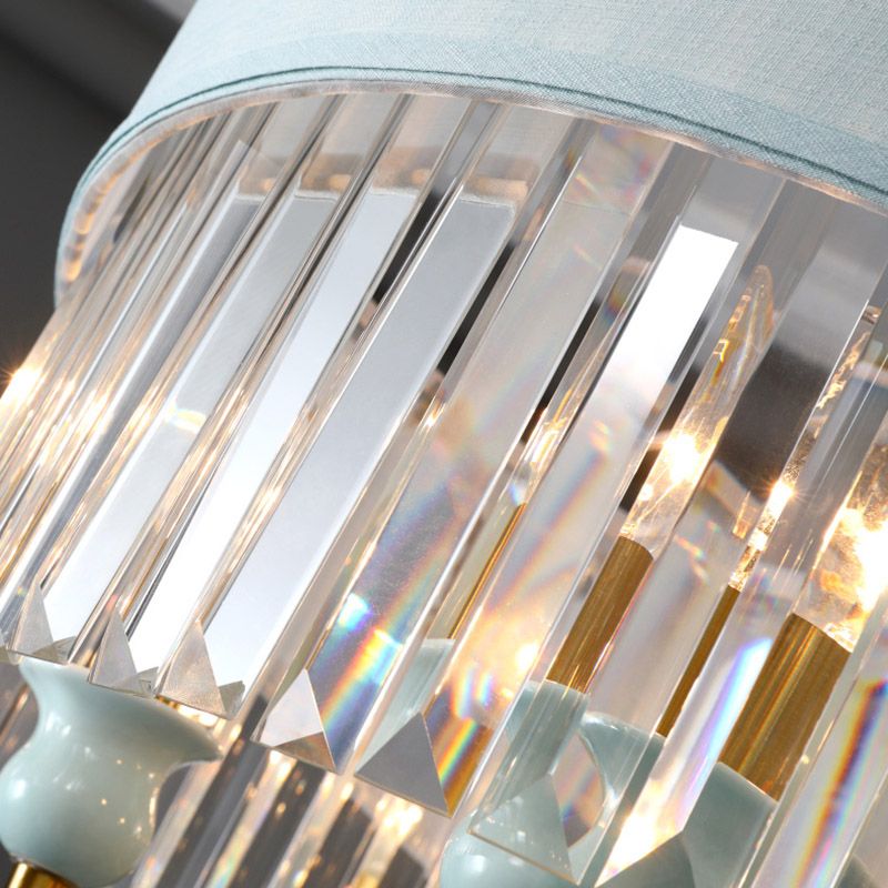 Luz de techo de cilindro de lámpara de 5 bombillas tradicional con sombra de cristal transparente