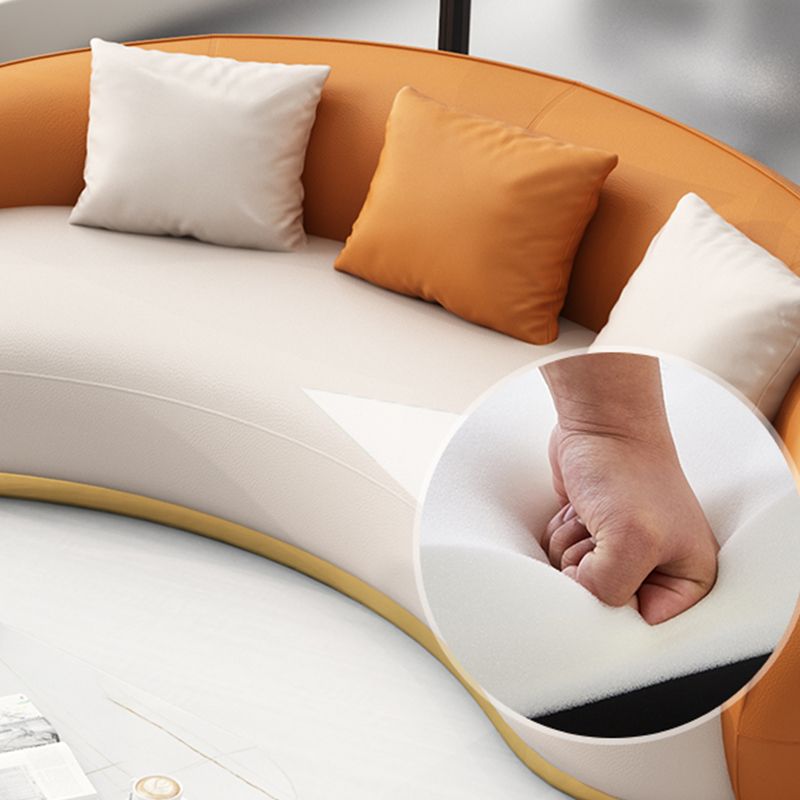 Contemporary Solid Color Sloped Arm Curved Sofa for Living Room