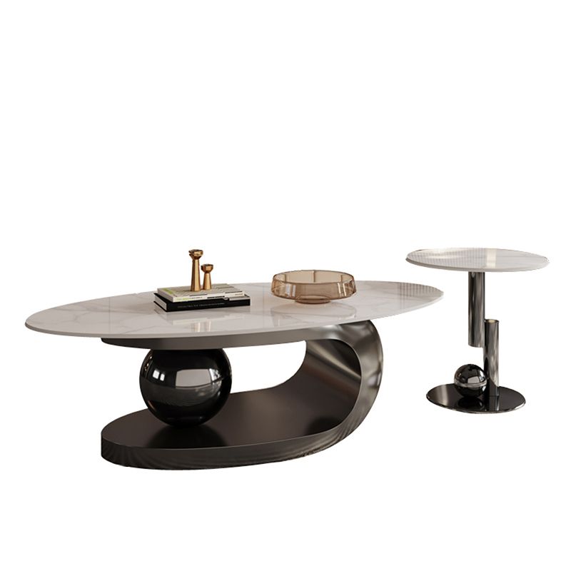 No Distressing Slate Coffee Table Pedestal Oval Single Coffee Table