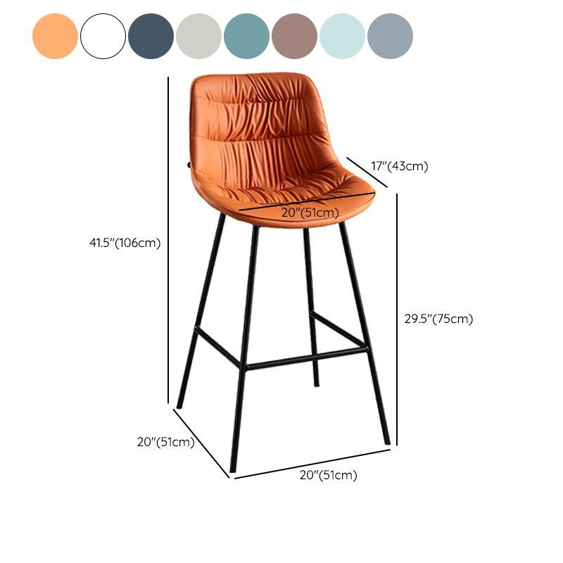 Modern Faux Leather Counter Stool Low Back Bar Stool with Footrest