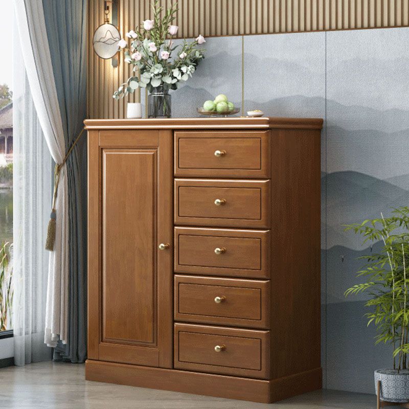 Solid Wood 1/2 - Door Accent Cabinet Mid Century 15.7" D Storage Cabinet with Drawers