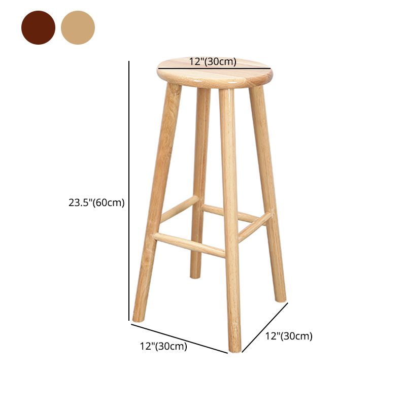Contemporary Round Counter Bar Stool Wood Backless Bar Stool with Footrest