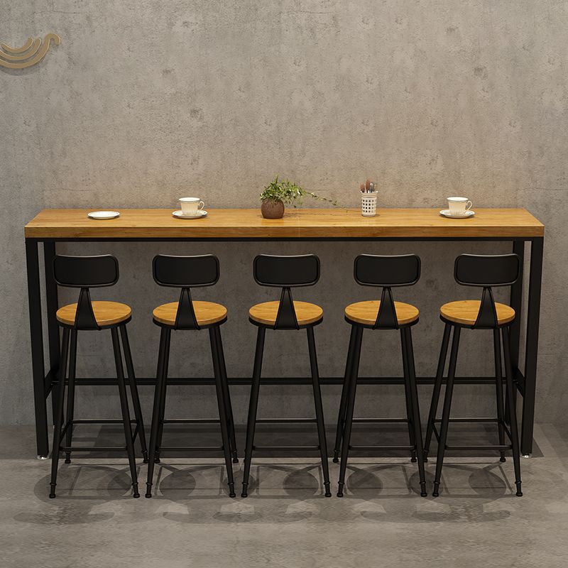 1/6/11 Pieces Industrial Iron Bar Table Set Rectangle Pine Wood Bistro Set with Footrest