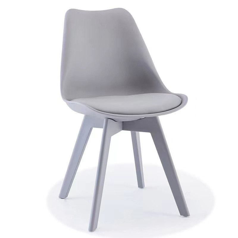 Minimalist Style Plastic Dining Armless Chair Upholstered Solid Back Chairs for Home