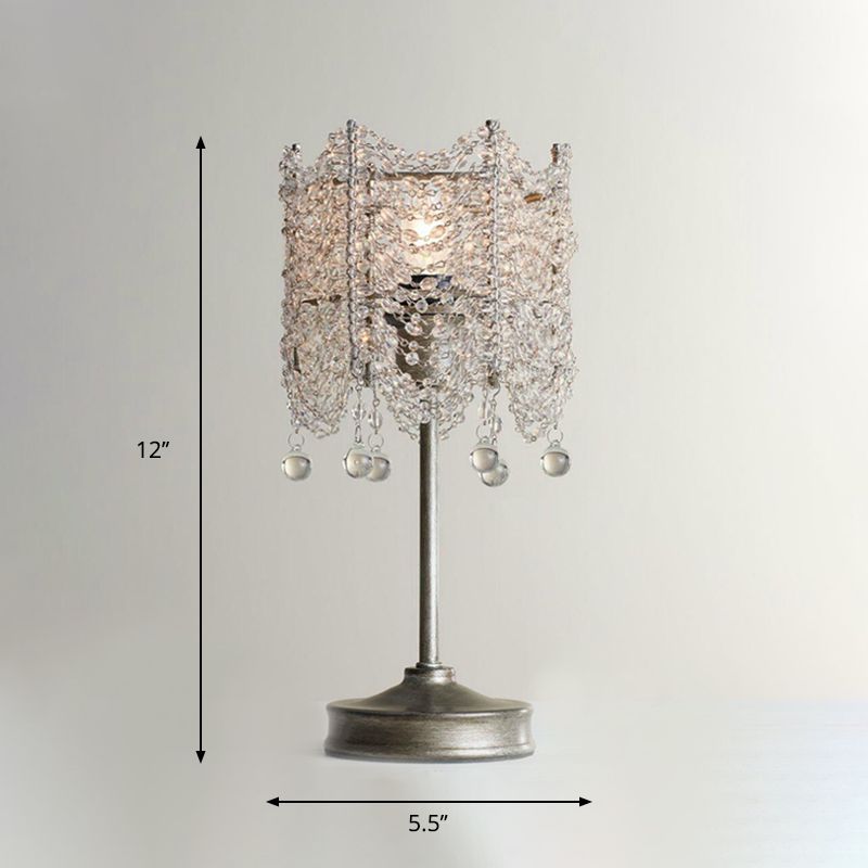 Éclairage de la table de brin de cristal hexagonal Traditionnel 1 Éclairage de table de chevet de chambre claire en argent / or