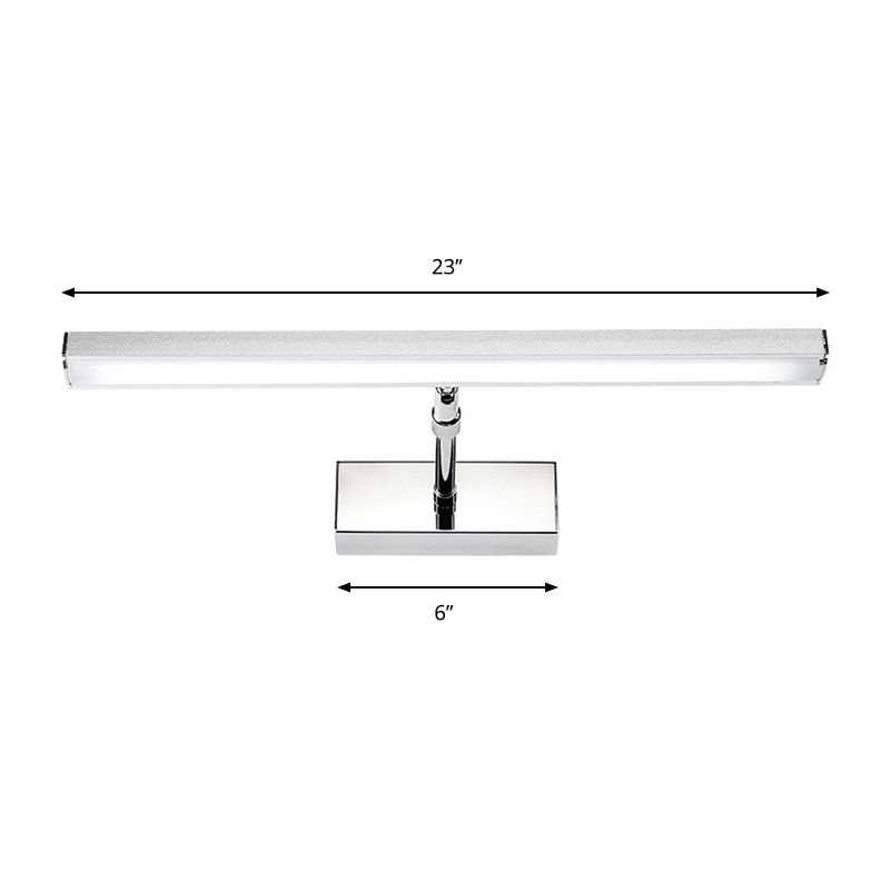 Aluminium rechthoek ijdelheid verlichting eenvoudige stijl 19 "/23" breedte LED SCONCE Wandlicht in chroom, warm/wit licht