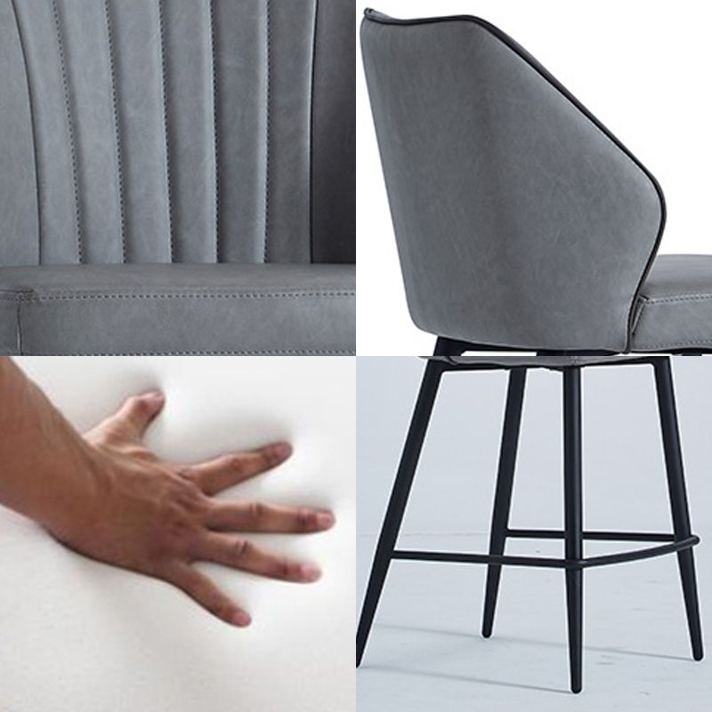Contemporary Faux Leather Counter Stools Metal Bar Stool for Home Use