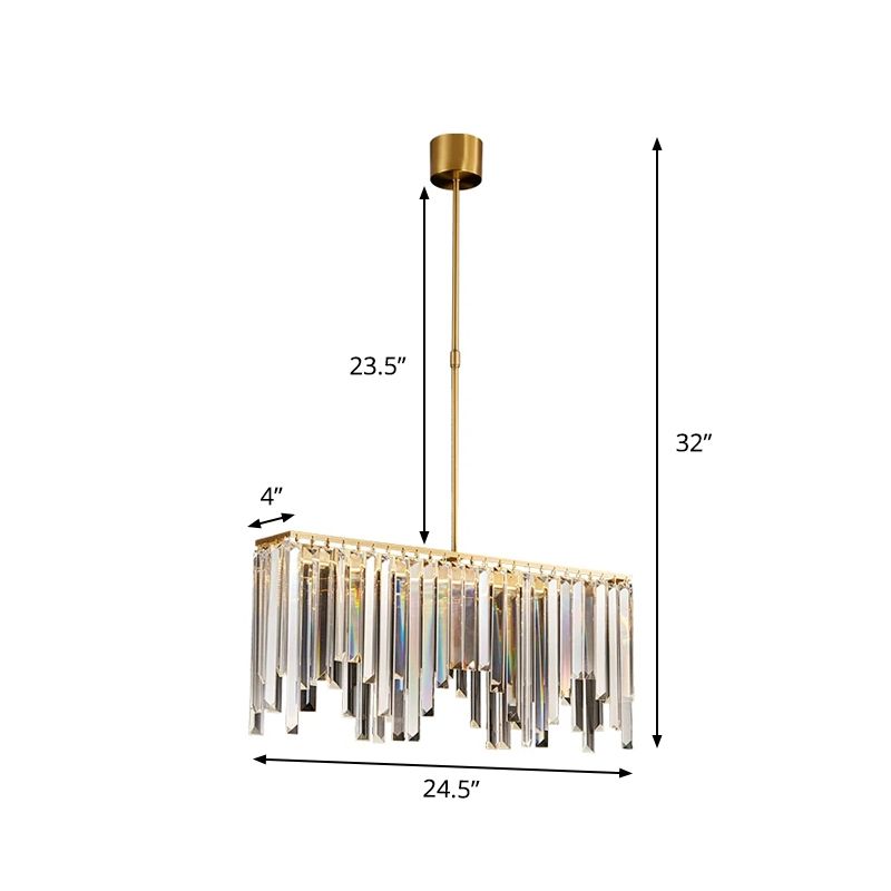 Finition en laiton LED LED Light Postmodern Crystal Flute Lampe suspendue ondulée sur la table