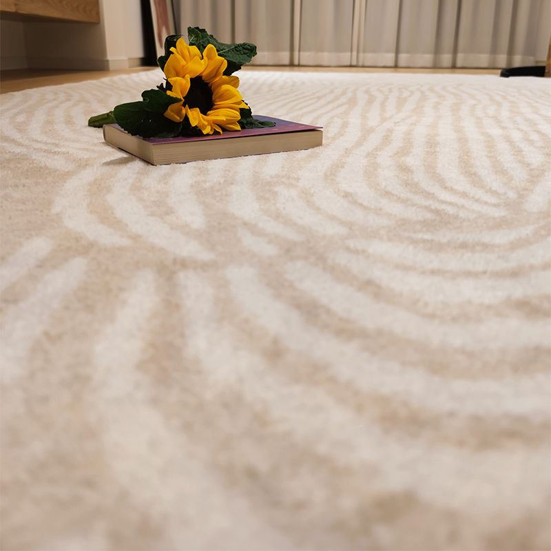 Apricot Tone Modern Indoor Rug Polyester Banded Print Carpet Easy Care Rug for Home Decoration