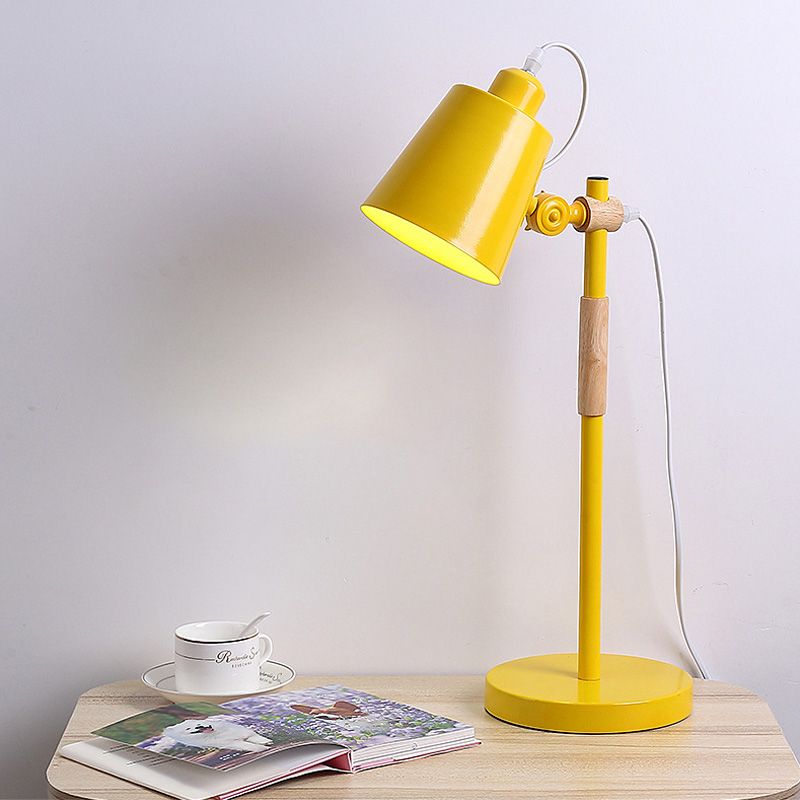 Metal Tapered Task Lighting Macaron 1 Head Yellow/Black/White Reading Book Light for Living Room