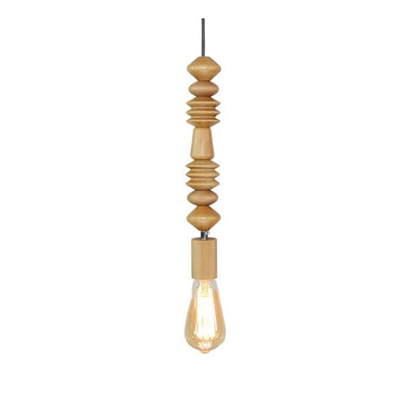Lampada a sospensione del legno sferico Lampada a sospensione Stile 1 illuminazione a sospensione leggero con lampadina nuda, altezza 12,5 "/14"