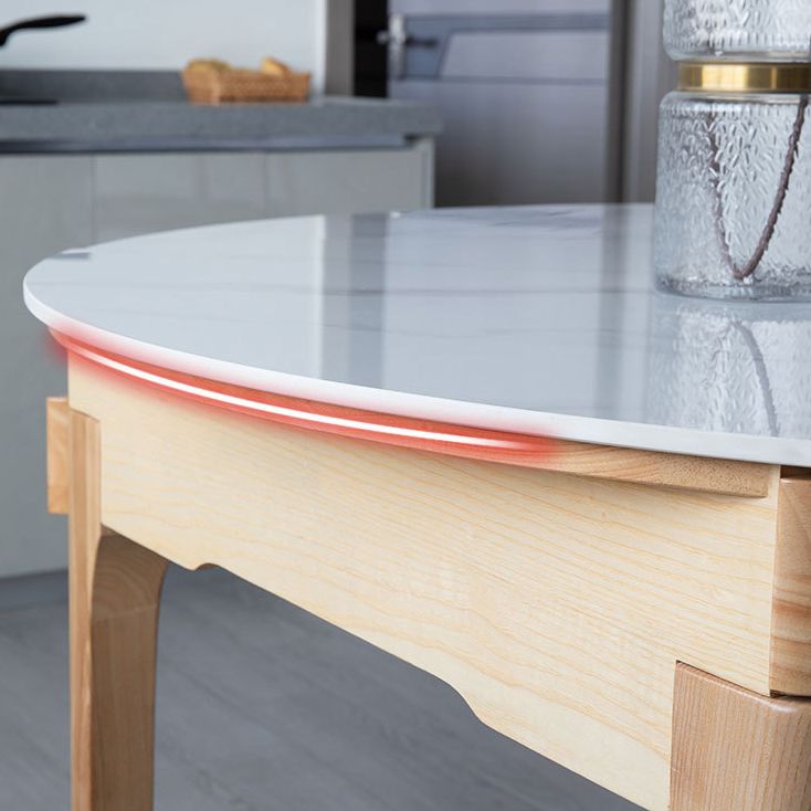 Modern Extendable Furniture Round White Sintered Stone Dining Table with 4 Legs