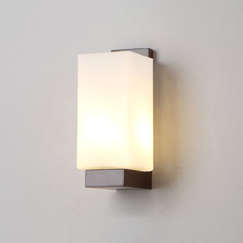Estilo contemporáneo Luces de apliques de pared geométrica madera y vidrio 1 lámpara de luz