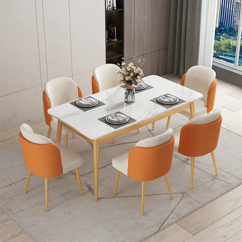 Luxury 1/2/5/7 Pieces Dining Set with Sintered Stone White Table Dining Furniture Set