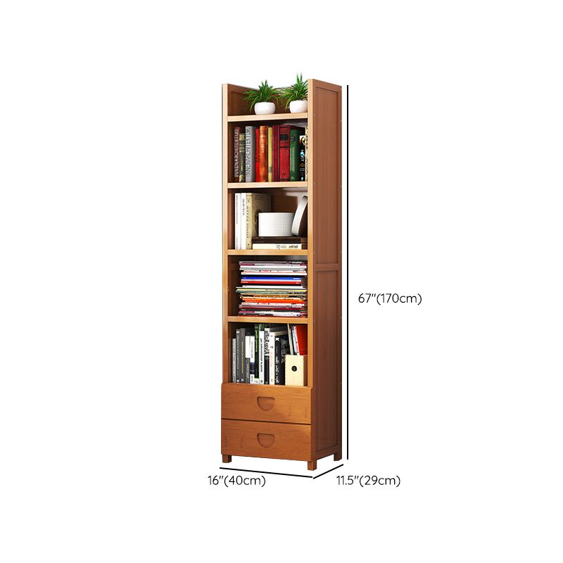 Closed Back Bamboo Bookshelf Contemporary Vertical Bookcase for Home