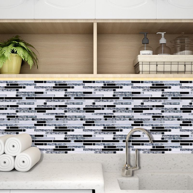 Rural Mosaic Marble Brick Wallpaper Panel for Kitchen 11' L x 9.4" W Adhesive Wall Art in Grey