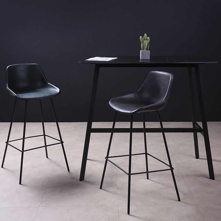 Industrial Leather Distressed Barstool Black Living Room Bar Stool with Bucket Seat