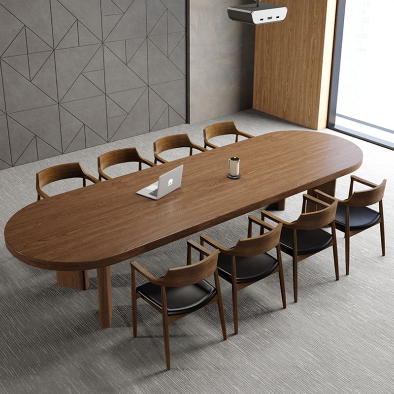 Modern Solid Wood Table for Restaurant Oval Table with 4 Legs