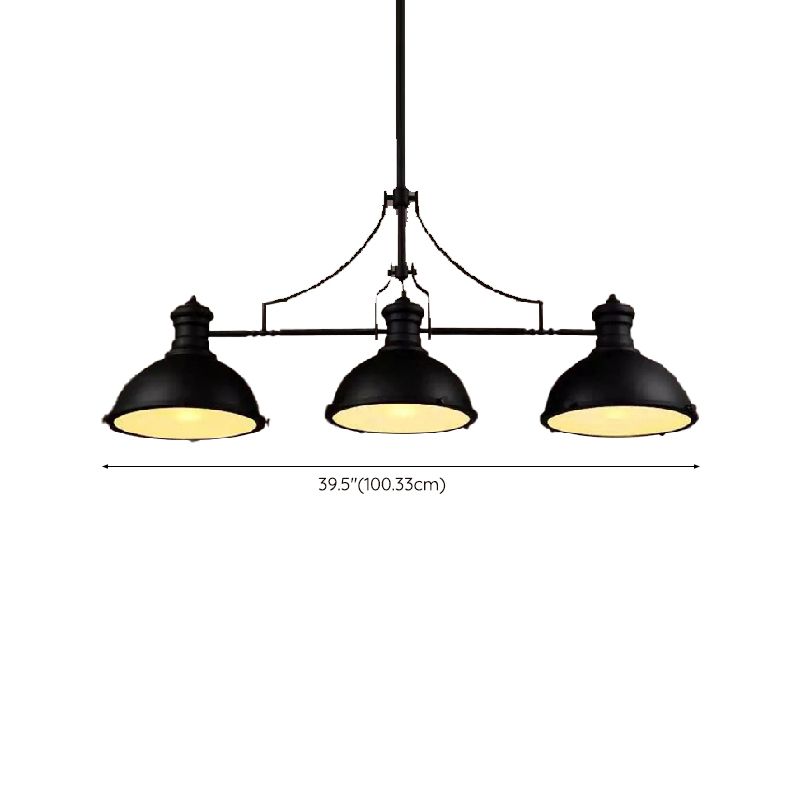 Industrial 3 Lights Island Light Metallic Pendant Lighting Fixture for Dining Room
