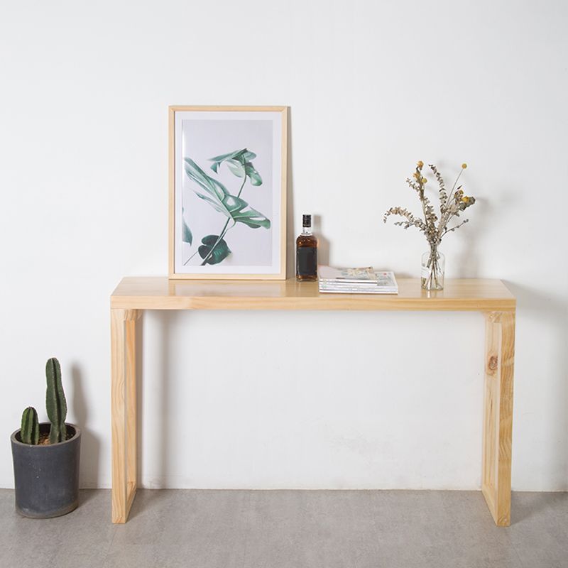 Industrial Rectangle Bistro Bar Desk Pine Solid Wood Bistro Table with Sled Base