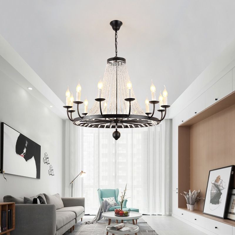 Kristall Kronleuchter Beleuchtung Land Schwarz Candelabra Wohnzimmer Anhänger Lichtkit mit Candelabra Design