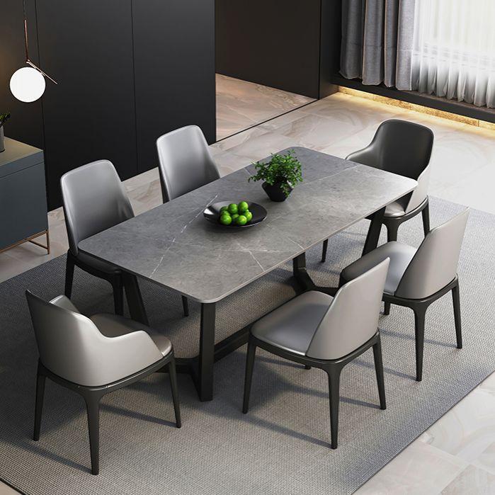 Modern 1/2/5/6/7 Pieces Dining Set Sintered Stone Dining Table with Leather Chairs