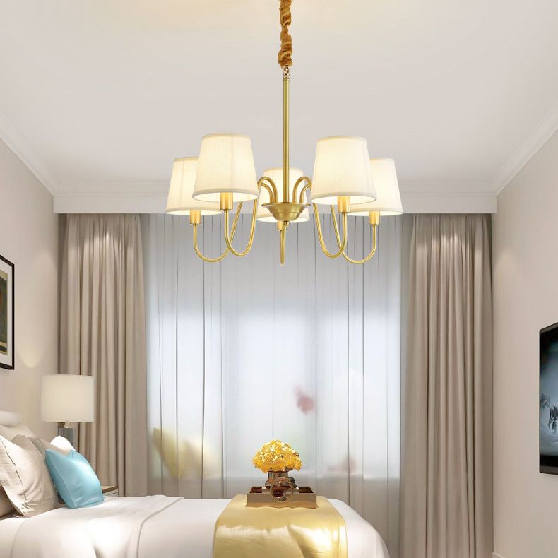 Conical Chandelier Light Fixture Traditional Fabric Pendant Lighting for Restaurant