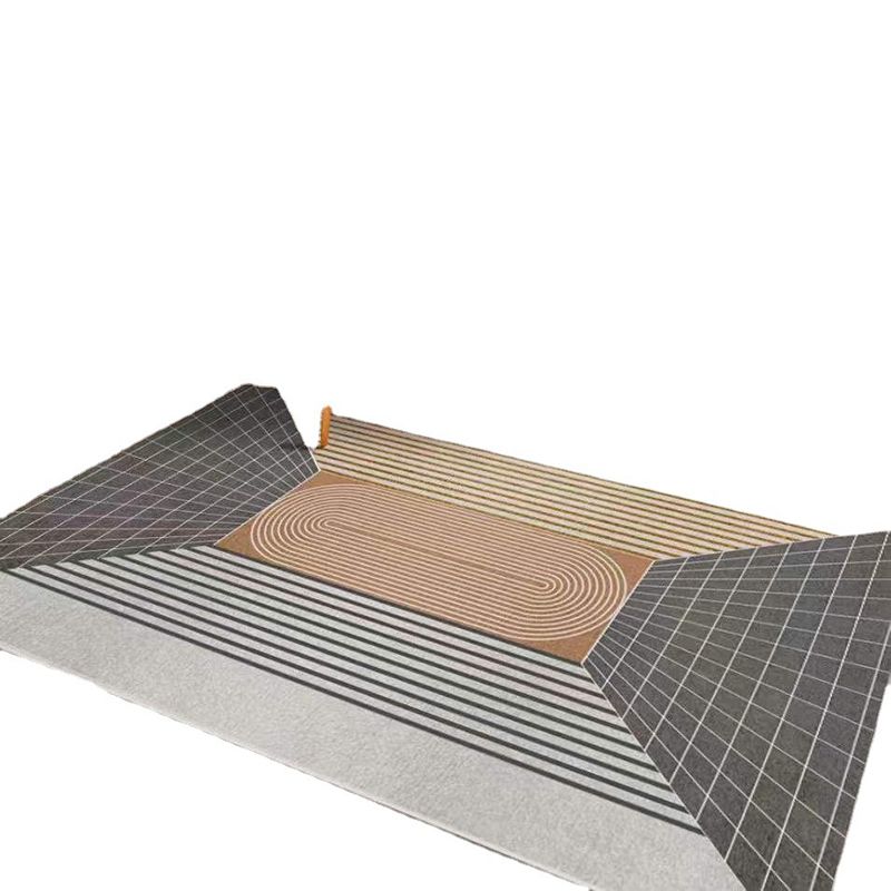 Dark Grey Casual Carpet Polyester Striped Carpet Stain Resistant Carpet for Home Decor