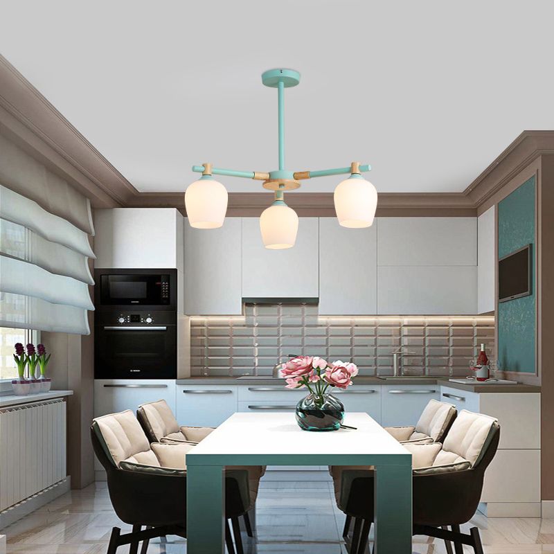 Modern Can Shape Branch Hanging Light Glass Multi Light Chandelier for Bedroom