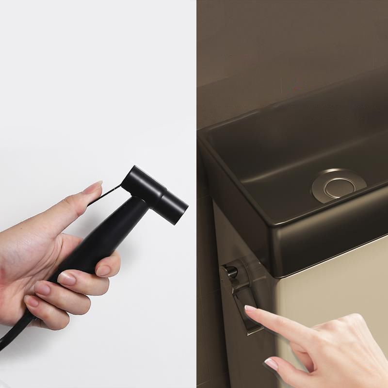 1-Piece Elongated Flush Toilet Ceramic Toilet Bowl with Wash Basin