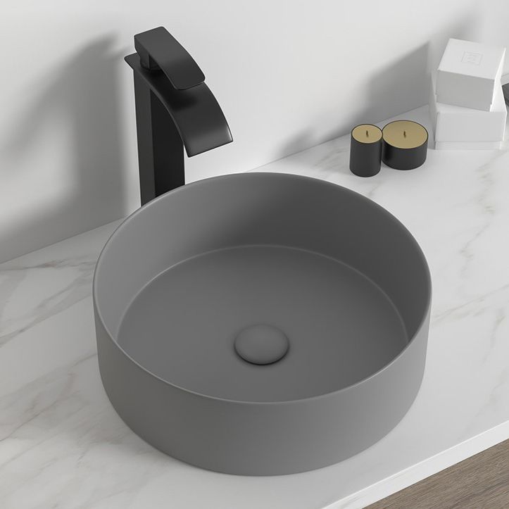 Modern Bathroom Sink Porcelain Round Wash Stand (Faucet Not Included )