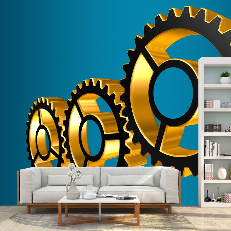 Industrial Gear Mural Wallpaper Mildew Resistant Wall Covering for Decoration