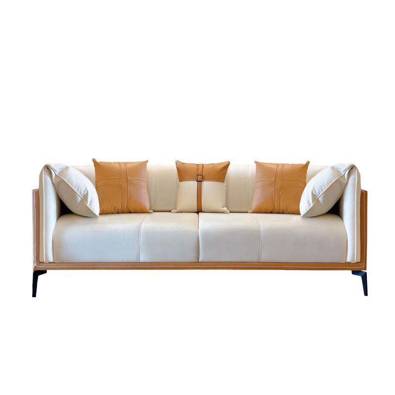 Modern Faux Leather Pillow Top Arm Sofa/Sectional Pillowed Back Cushions for Apartment