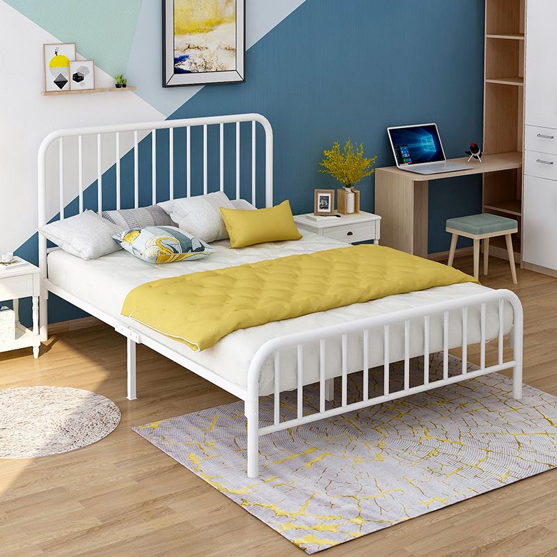 Contemporary Slat with Headboard Rectangular with Metal Legs Metal Slat Bed