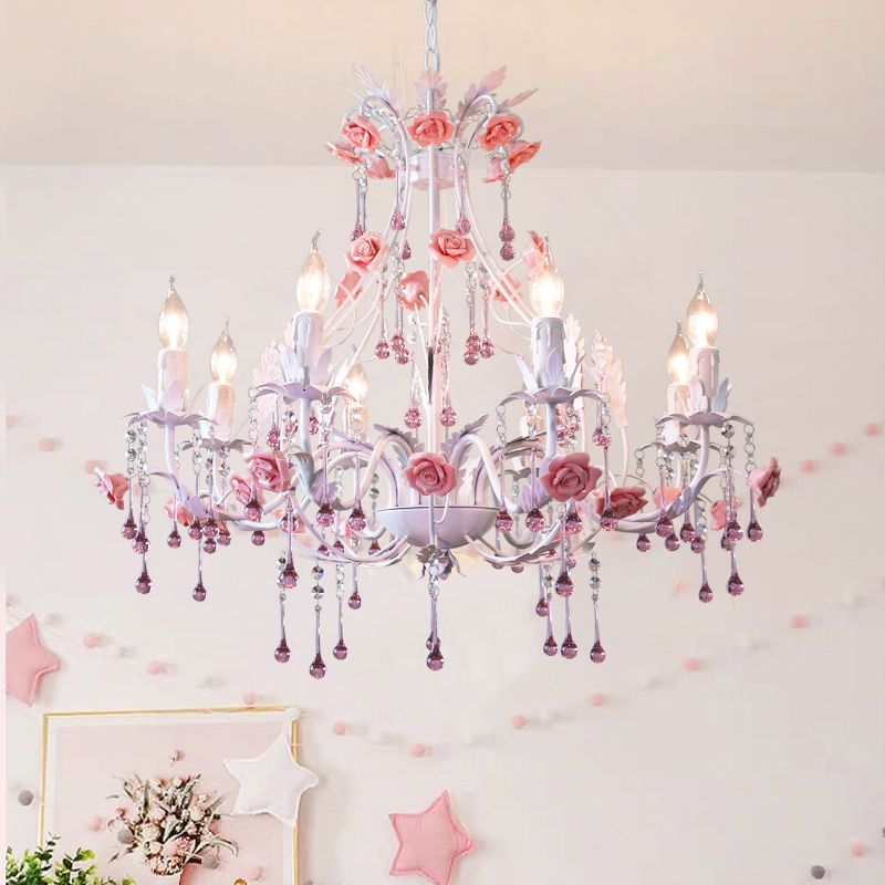 6/8 Bulbos Candelier Chandelier CHANDELIZA CRISTA CRISTA CRISTAL CRISTAL CONTINIBO Lámpara de suspensión para dormitorio