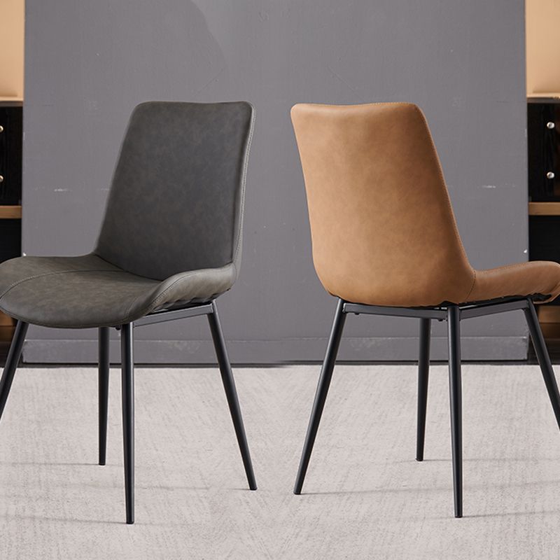 Restaurante contemporáneo Silla lateral con respaldo sólido Silla de comedor de cuero