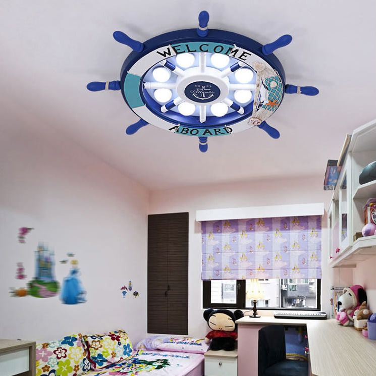 Kids Flush Mount Light Rudder Metal LED Ceiling Mount Light Fixture for Children's Room