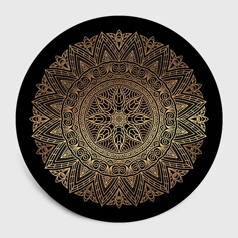 Black Traditional Rug Polyester Pattern Rug Washable Rug for Living Room