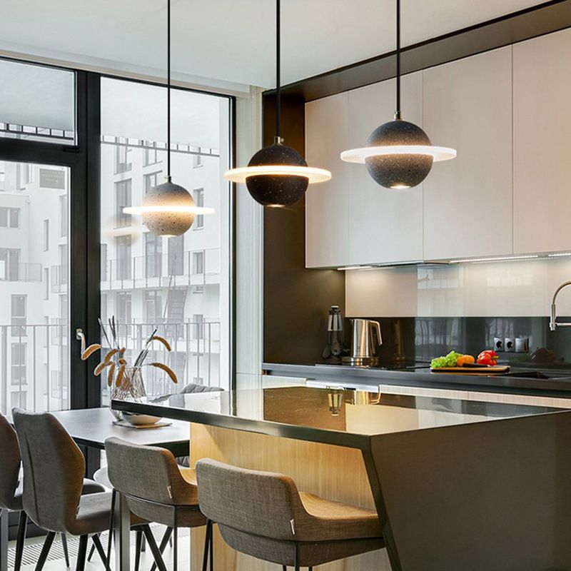 Globe Hanging Pendant Lights Modern Minimalist Style Pendant Ceiling Light with Cement Shade