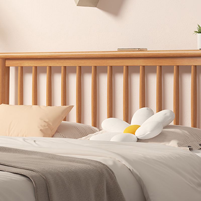 Scandinavian Wood Slat Standard Bed with Rectangular Headboard