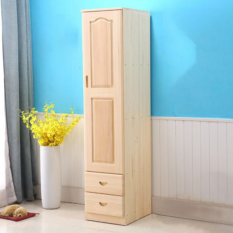 Modern Natural Coat Locker Wooden Glossy Closet with Garment Rod