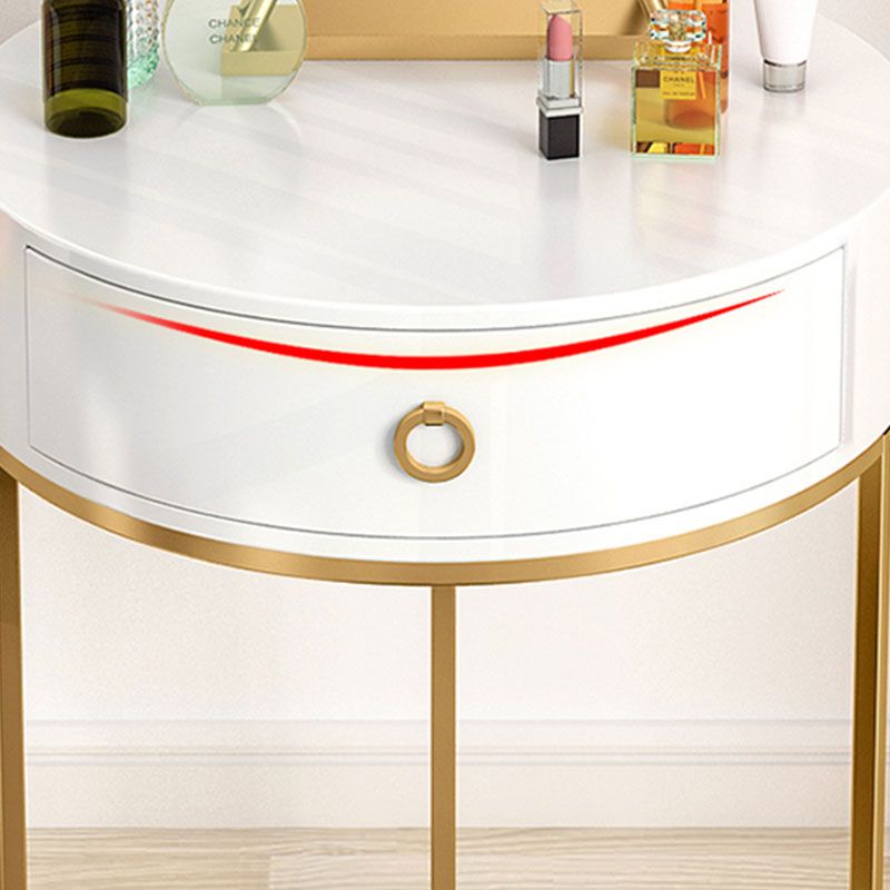 Wood and Metal Vanity Table with 1 Drawer in White/Green Makeup Desk